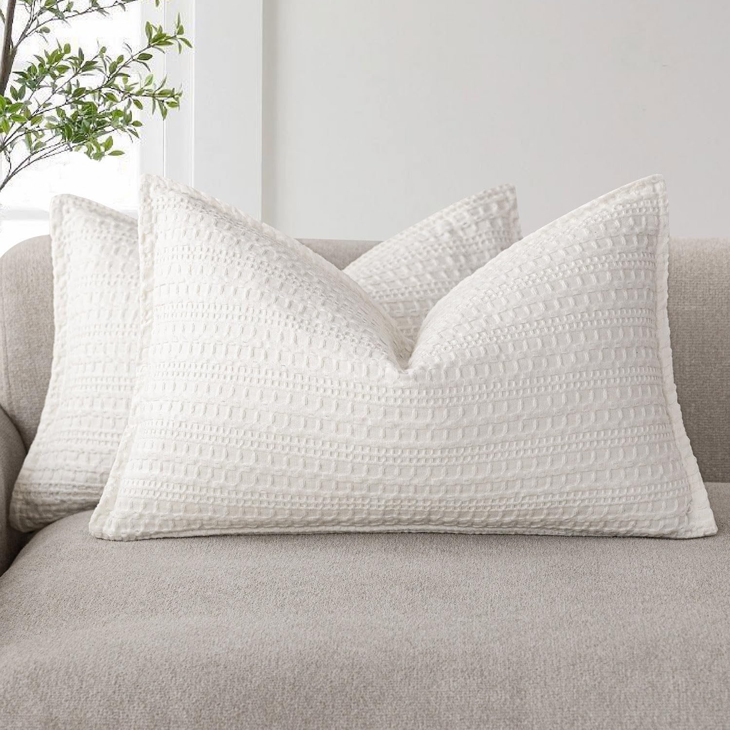 White - Set of 2 Pochampally Ikat Weave Pillow Covers 26