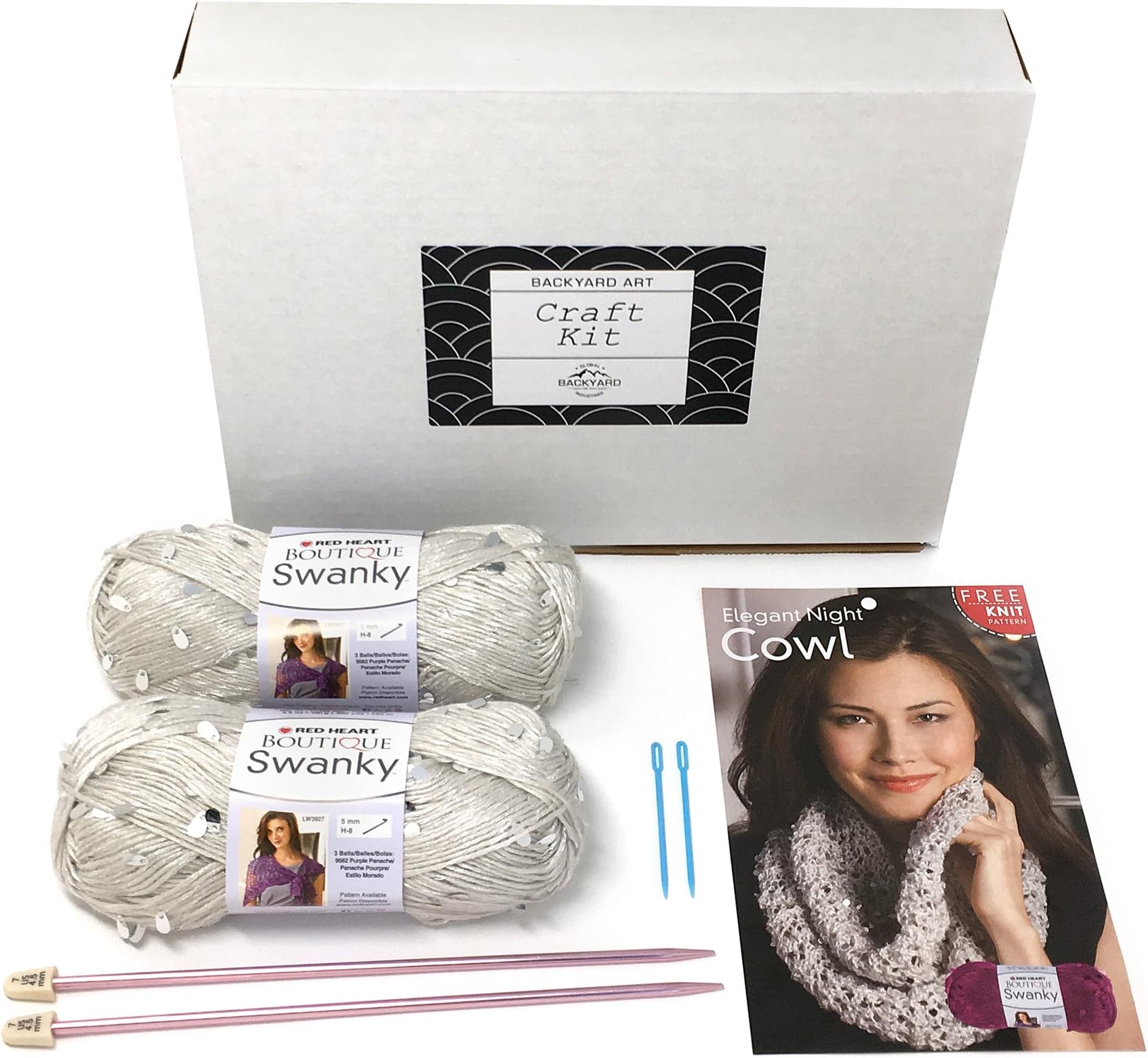 Knitting DIY Craft Kit Project -- Knit Your Own Swanky Sterling Sequin Cowl