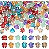 Boutigem 140Pcs Cherry Blossom Glass Beads Colorful Sakura Flower Crystal Beads Transparent Cute Floral Loose Spacer Bead for DIY Crafts Bracelet Earring Lanyard Jewelry Making