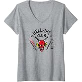 Womens Stranger Things Hellfire Club Officially Licensed V-Neck T-Shirt