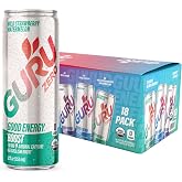 GURU Zero Sugar Organic Energy Drink, Variety Pack, 12 Fl Oz, 18 Pack | 140 MG Natural Caffeine for Workouts, Performance &amp; Midday Boost, With Real Fruit Juice, L-Theanine, Plant Based, Gluten Free