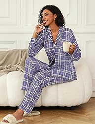 Ekouaer Womens Pajamas Set 2 Piece Button Down Pjs
