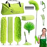 Microfiber Duster with Extension Pole 30 to 100'', Bendable Reusable Washable Feather Dusters for Cleaning High Ceiling Fan, 