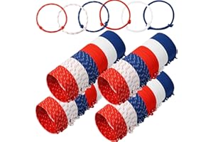 TFTAFAN 240 pieces Friendship Bracelets Adjustable Patriotic Friendship Rope Bracelets bulk bracelets 4th of July Bracelets Bulk Independence Day Bracelets for Kids Classroom Student Gift Party Favors