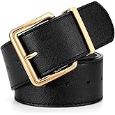 WERFORU Women Wide Belt for Dresses Thick Leather Belt with Big Gold Buckle Fahion Women Chunky Belt