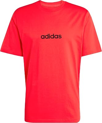 Herren Essentials Linear Single Jersey Shirt, Pure Ruby/Black, L