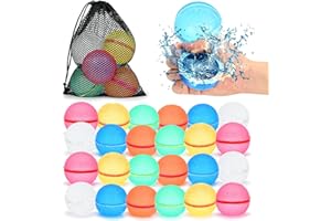 98K Reusable Water Balloons 24Pcs with Mesh Bag, Self Sealing Silicone Ball Latex-Free, No Clean Hassle, Easy to Fill, Summer Toys Water Toy Swimming Pool Beach Park Yard Outdoor Games Party Supplies