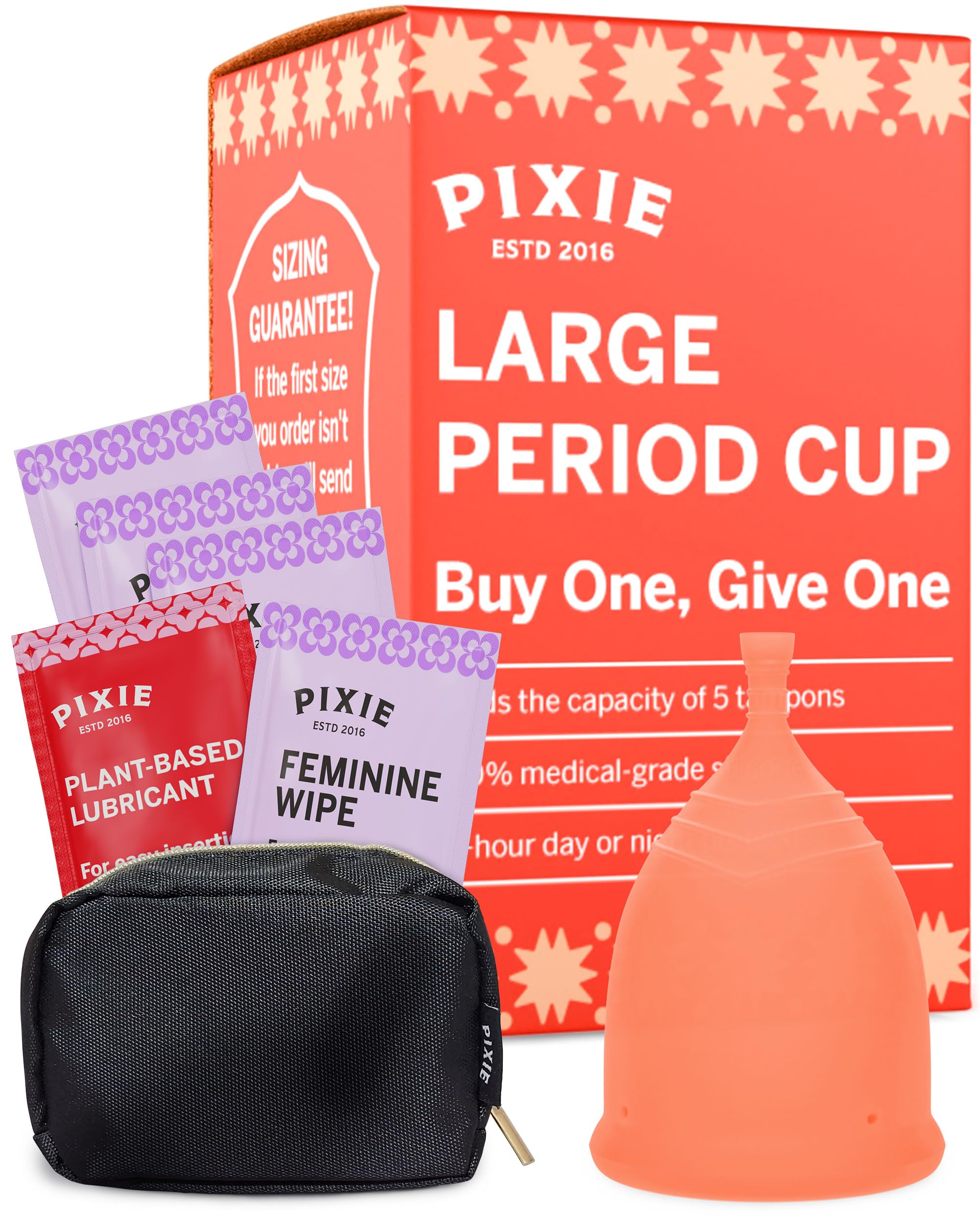 Pixie Menstrual Cup - No Metals or Toxins - 100% Medical-Grade Silicone - Ranked 1 for The Most Soft Reusable Period Cup - Wear 12 Hours - Tampon Alternative - Buy One We Give One