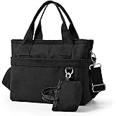 Small Canvas Tote Bag with Multi Pockets, Crossbody Shoulder Bag with Compartments and Zipper, Lightweight Adjustable Tote