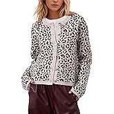 Ziesexy Leopard Cardigan Long Sleeve Open Front Button Up Cheetah Print Top Leopard Sweater Coat Cropped Cardigan Jackets