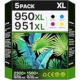 950XL 951XL Ink Cartridges Combo Pack 5 Pack for HP Printer Ink 950 951 XL to use with OfficeJet Pro 8600, 8610, 8100, 8620, 