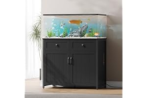 Pipleo 40-50 Gallon Aquarium Stand with Power Outlets, Cabinet for Fish Tank Accessories Storage, Heavy Duty Metal Fish Tank Stand Suitable for Turtle Tank, Reptile Terrarium, 660LBS Capacity, Black