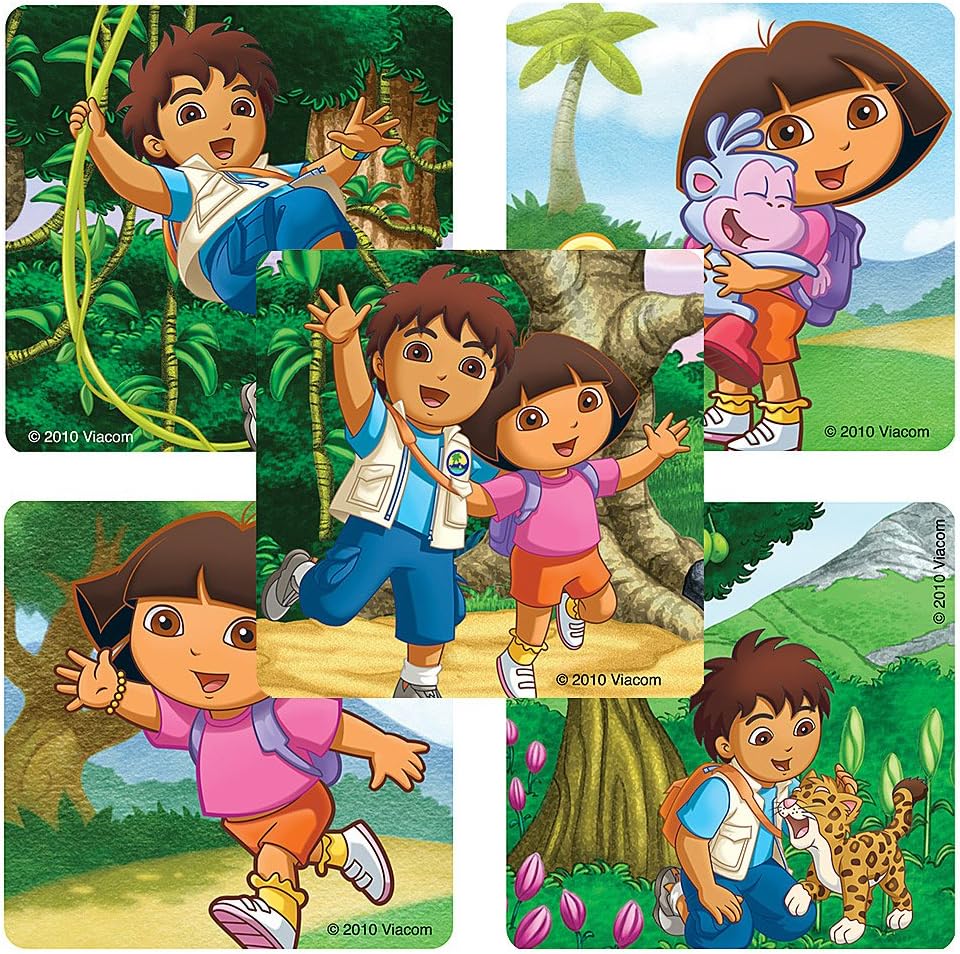 Dora The Explorer & Diego Stickers - 100 Per Pack