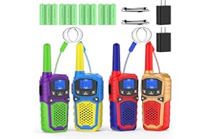 WOKTOK Walkie Talkie Rechargeable 4 Pack, Long Range Walkie-Talkie for Adults Kids Easy to Use Small 2 Way Radio Hands-Free Outdoor Camping, Hiking…