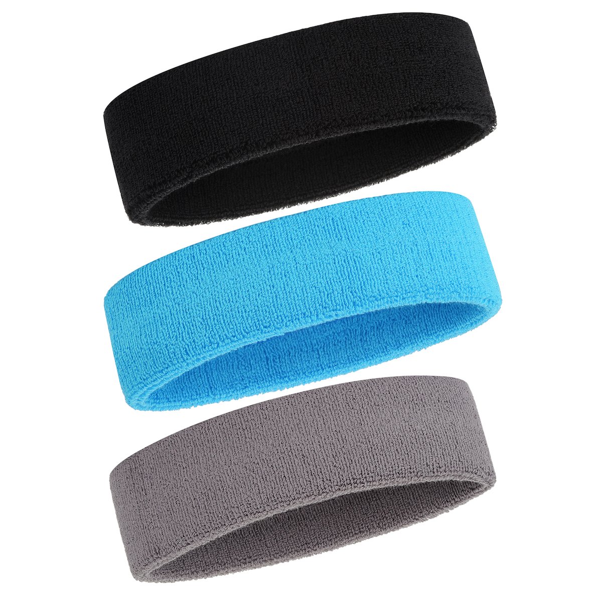 ONUPGO Sweatband Headband for Men & Women - 3PCS Sports Headbands Moisture Wicking Athletic Cotton Terry Cloth Sweatband Sweat Absorbing Head Band — image 1