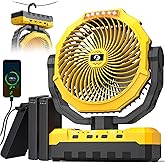 Korbot 36000mAh Portable Camping Fan - 150HRS Rechargeable Fan with Detachable Battery with LED & Remote - 4 Speeds Battery Powered for Tent,Travel, Office, Jobsite
