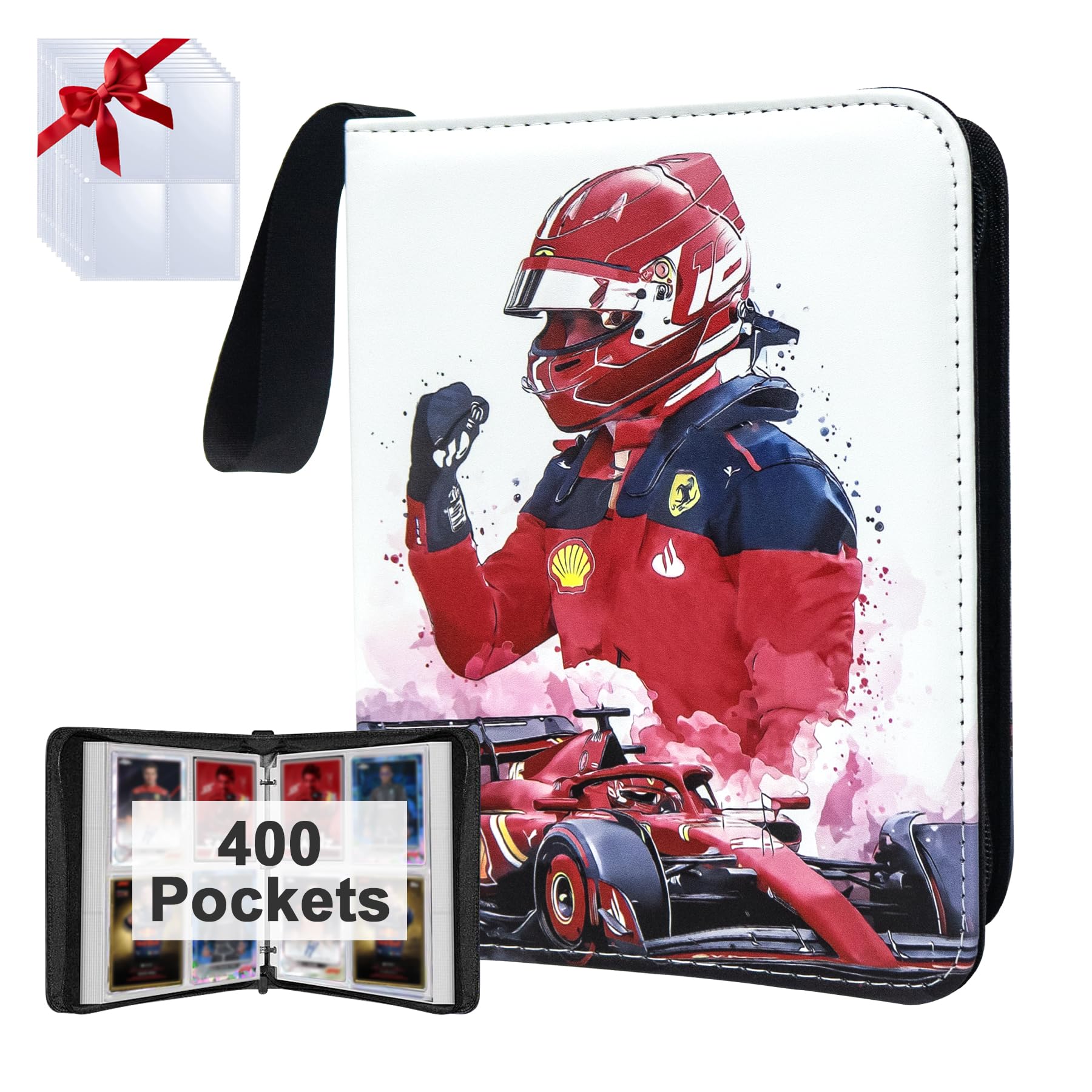 Photo 1 of 400 Pockets Race Card Binder for Trading Cards,Portable Waterproof Storage Bag with Removable Sleeves for Sports Cards Collectors
