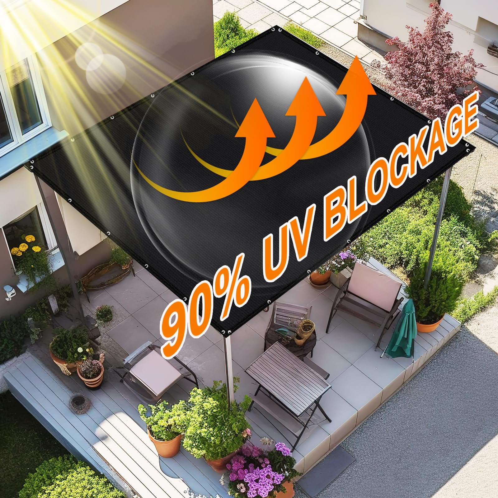 Artpuch 90% Sun Shade Cloth, 8 x 10 FT Pergola