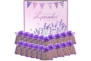 STRN 20 Packs Lavender Scented Sachet Bags, Fresh Scents Sachet Packets, Home Fragrance Sachets Gift Set, Dried French Lavender Buds Bags for Drawers and Closets