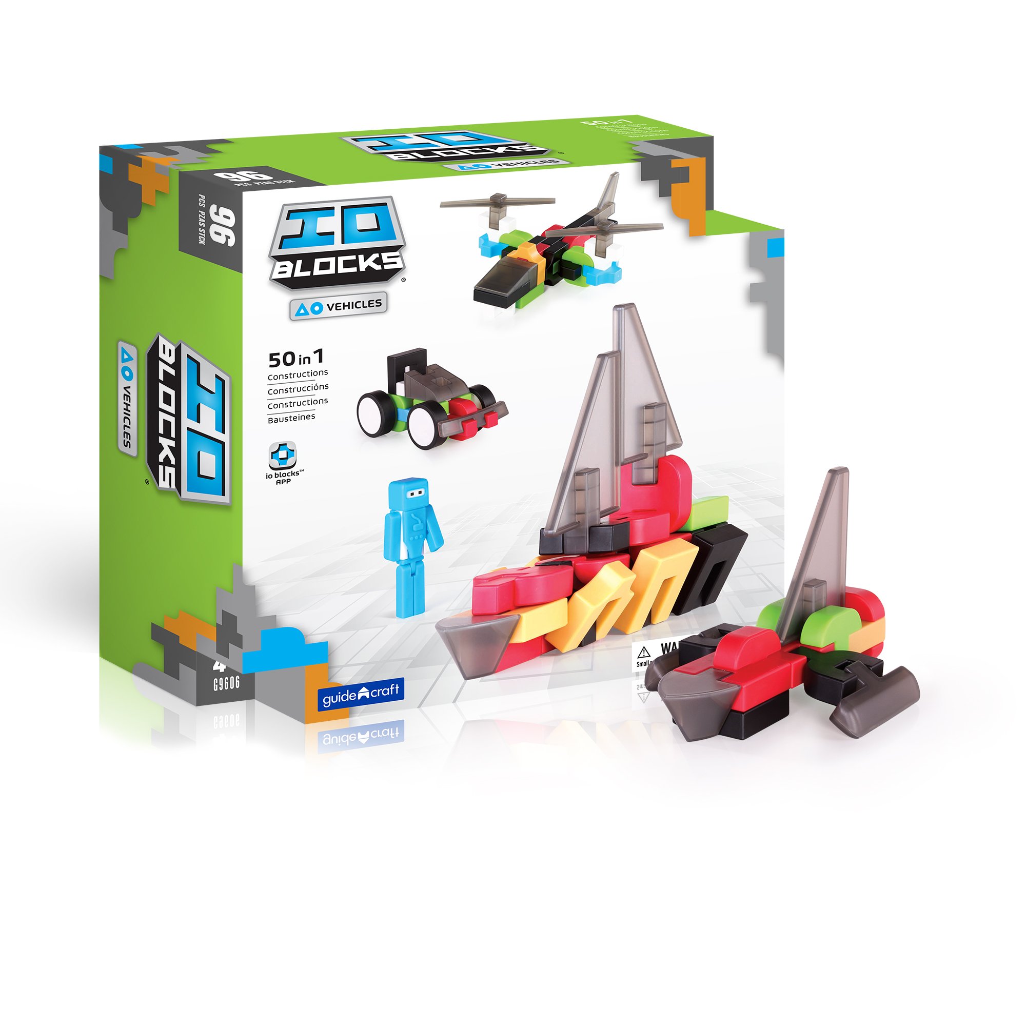 GuidecraftIO Blocks Vehicles Set: Kids STEM Educational Building Blocks Toy - 96 Pieces
