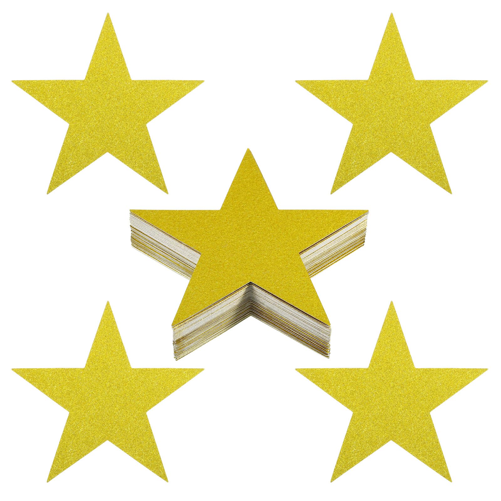 PATIKIL Star Cutouts, 60 Pack Star Cutout Paper Stars for Classroom Decoration DIY Craft Project Bulletin Board Wall Poster, Golden