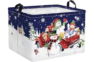 Clastyle Gnome Penguin Snowman Basket Christmas Tree Snowflake Gift Basket Winter Moon Night Storage Bin Rectangle Kid Clothes Toy Book Shelf Basket