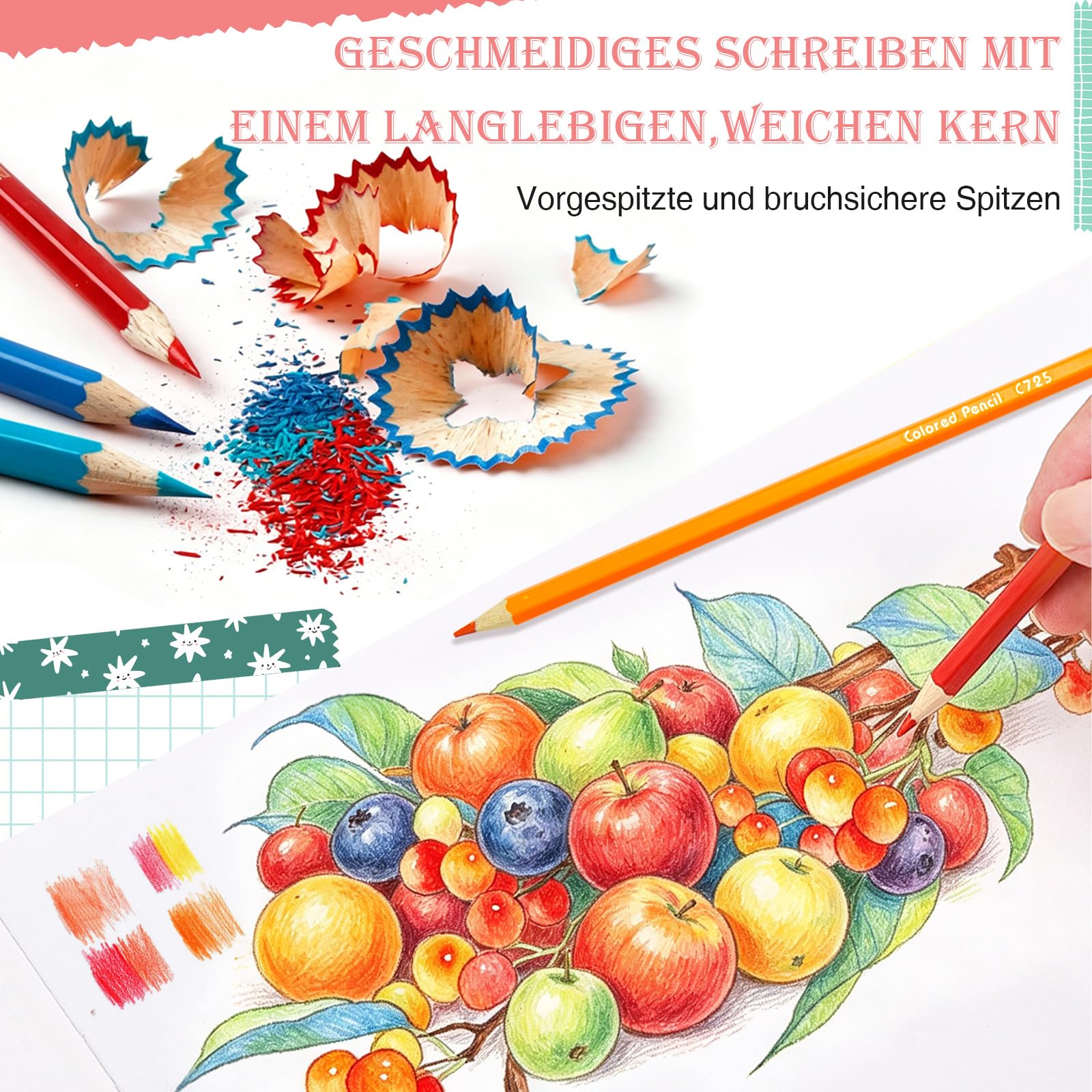 Ugmic 50 Buntstifte - Premium Farbstifte für Erwachsene und Kinder, Hochwertige Farbstifte mit lebendigen Farben und geschmeidiger Textur, Ideal für Erwachsene, Malbücher & mehr 4