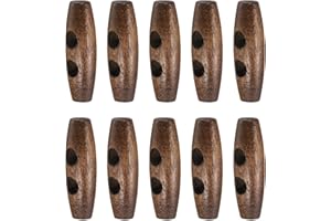 HARFINGTON 10pcs Wooden Toggle Buttons 30mm / 1.2" Wood Olive Sewing Buttons 2-Hole Wood Horn Oval Buttons Sewing Accessories