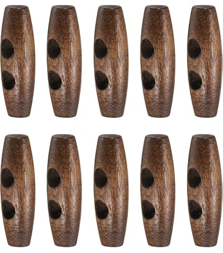 Uxcell 40 Pcs Wood Sewing Toggle Buttons - 30mm Olive Shape, 2-Hole, Brown For DIY Coat & Clothing - View #7