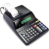 Sharp 12-Digit Two-Color Print Calculator, Black (EL2196BL) | Bright, High-Contrast Display with Weighted Base for Stable Printing, Desktop Adding Machine, 12.88 x 8.75-Inches