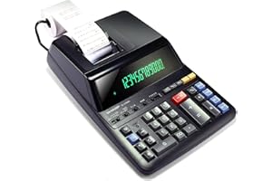Sharp 12-Digit Print Calculator Desktop Size Adding Machine, Perfect for Everyday Use and Office, Bright, Large Easy-to-Read Numbers on Both The Display and The Two-ColorPrinted Tape (EL2196BL)