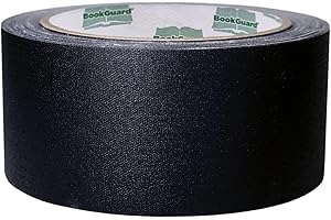BookGuard 2 Inch Bookbinding Tape, Vinyl Coated Cotton Cloth Book Tape, Ideal Book Repair and Library Supplies - 15 Yards, Black