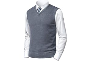 Herothorn Men's Fine Knitted Sweater Vest Soft Touch Solid Color Crewneck & V-Neck Sleeveless Pullover Plain for Dad Husband
