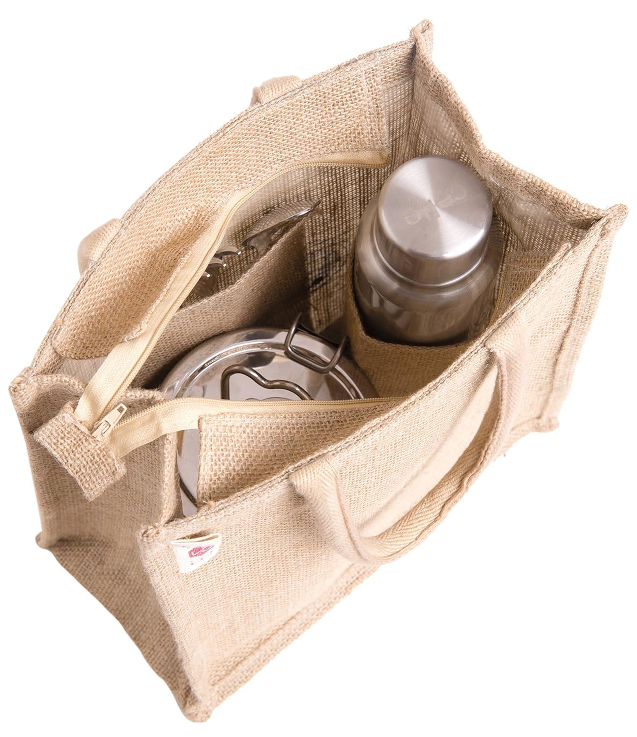 h&b women's multipurpose waterproof jute tote bag, beige