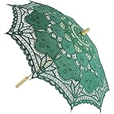 AEAOA Lace Parasol Umbrella Wedding Cotton Fashion Wooden Handle Decoration Umbrella Photo Lady Costume Adult Size (moss green)