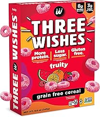 Plant-Based and Vegan Breakfast Cereal by Three Wishes - Fruity, 1 Pack - More Protein and Less Sugar Snack - Gluten-Free, Gr