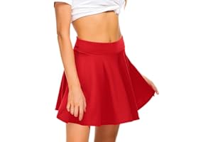 EXCHIC Women's Casual Basic Versatile Stretchy Waist Skirt Flared Pleated Mini Skater Skirt