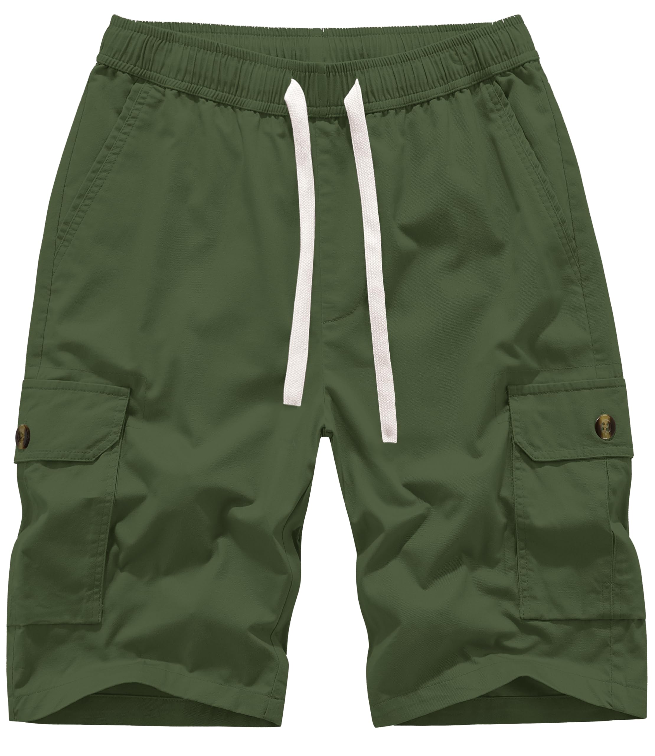 Photo 1 of VtuAOL Women's Casual Cargo Shorts Elastic Waist Relaxed Fit Shorts with Drawstring Army Green US S