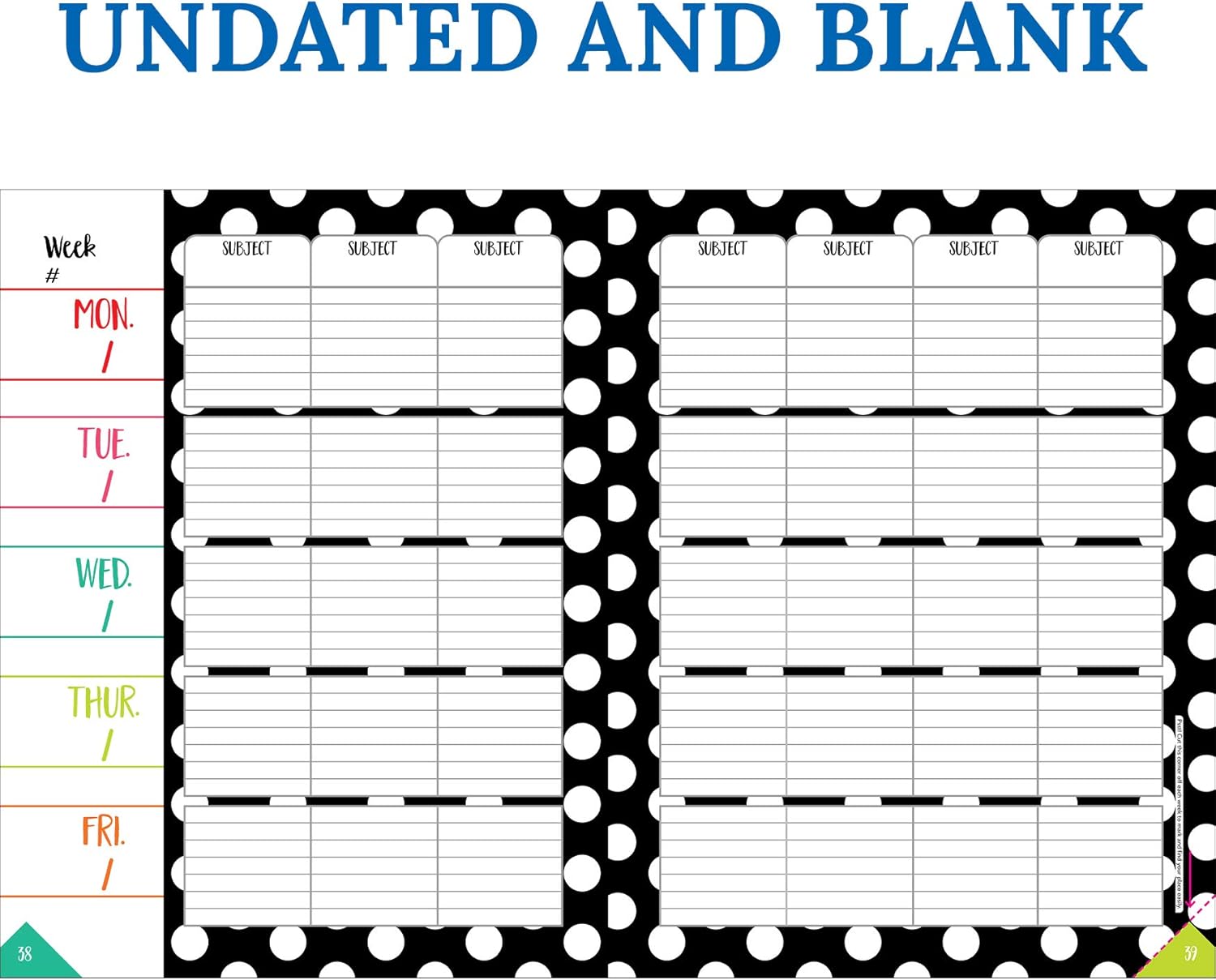 Schoolgirl Style Black, White and Stylish Teacher Planner—Undated Weekly/Monthly Lesson Plan Book and Record Organizer for Classroom or Homeschool (8 inches x 11 inches), multi (105029) : Office Products
