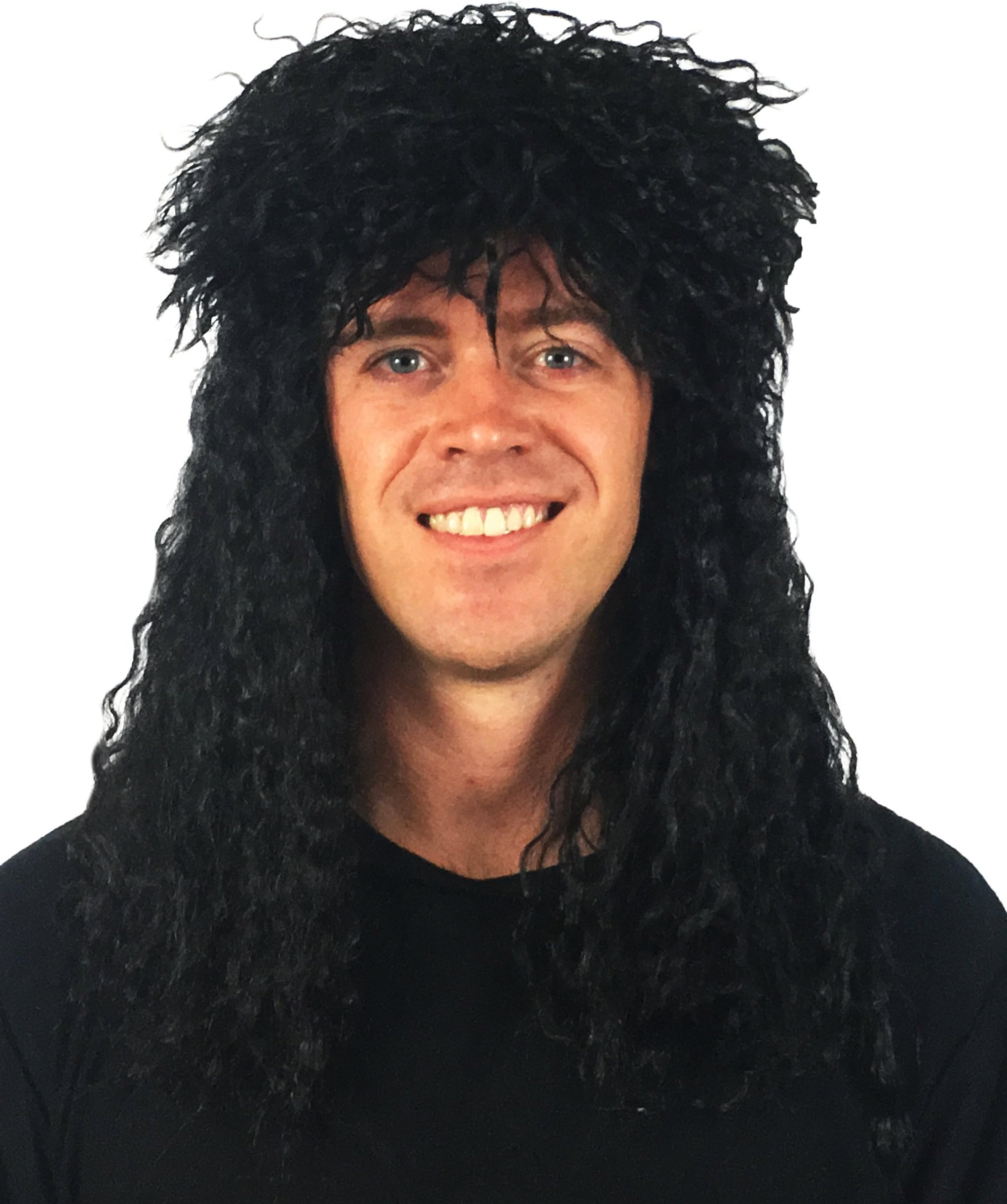 80s Rocker Wig (Black) 80s Costume Wig: Black 80s Wigs for Men Rocker Wig Mens Rockstar Wig 80's Wig Rockstar Wig Mens 80's Rocker Costume 80's Costume for Men