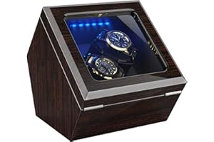 INCLAKE High End Watch Winder for Automatic Watches with Super Quiet Motor, Blue LED Light & Rotation Mode Setting, Watch Winder for Rolex with Flexible Pillow, Dual Power