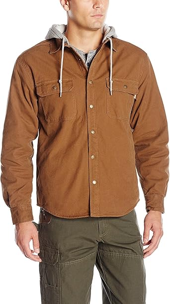 hooded canvas shirt jacket