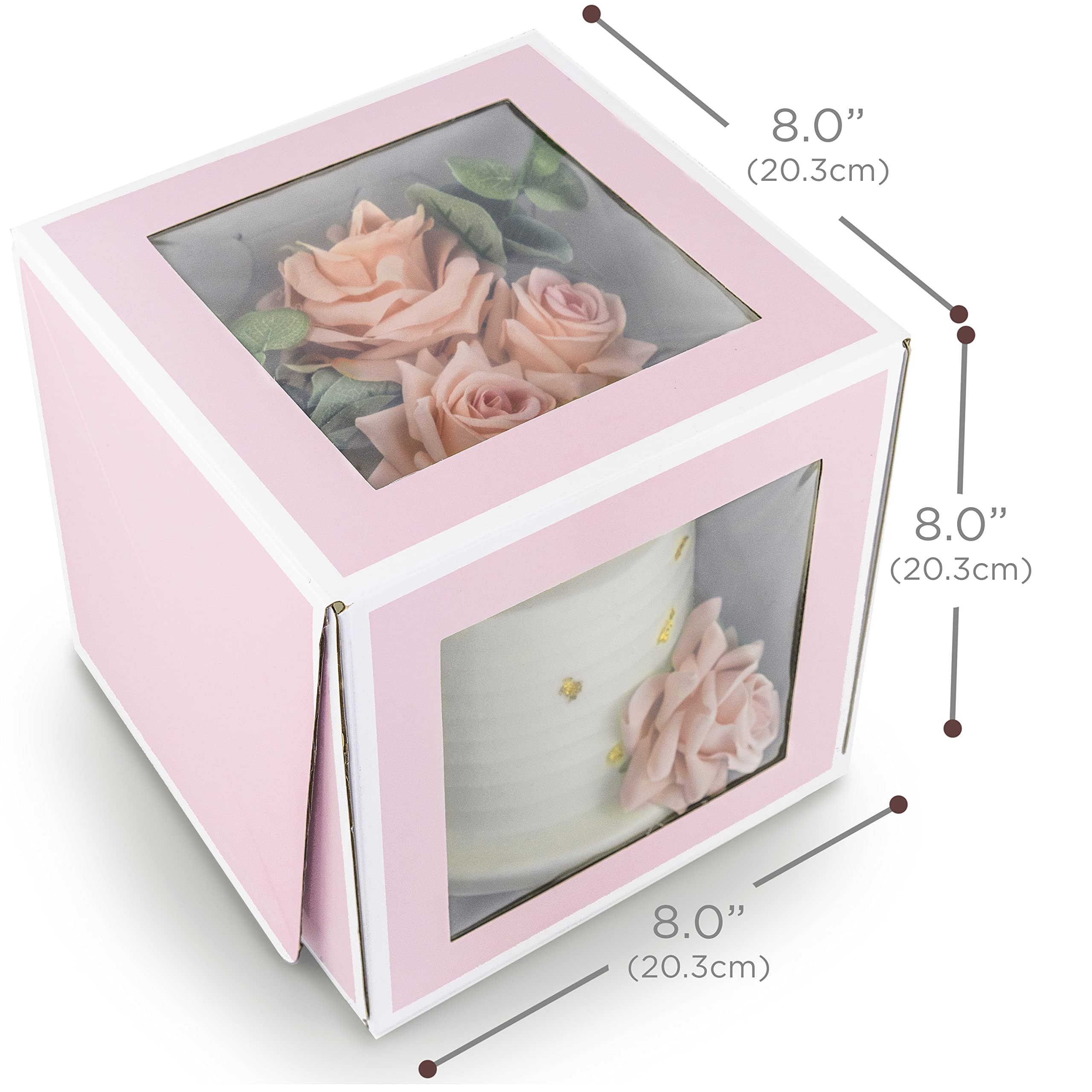Mua Glowcoast 8 inch Large Cake Box (12 ct) - 8x8x8 Tall Cake Boxes For ...