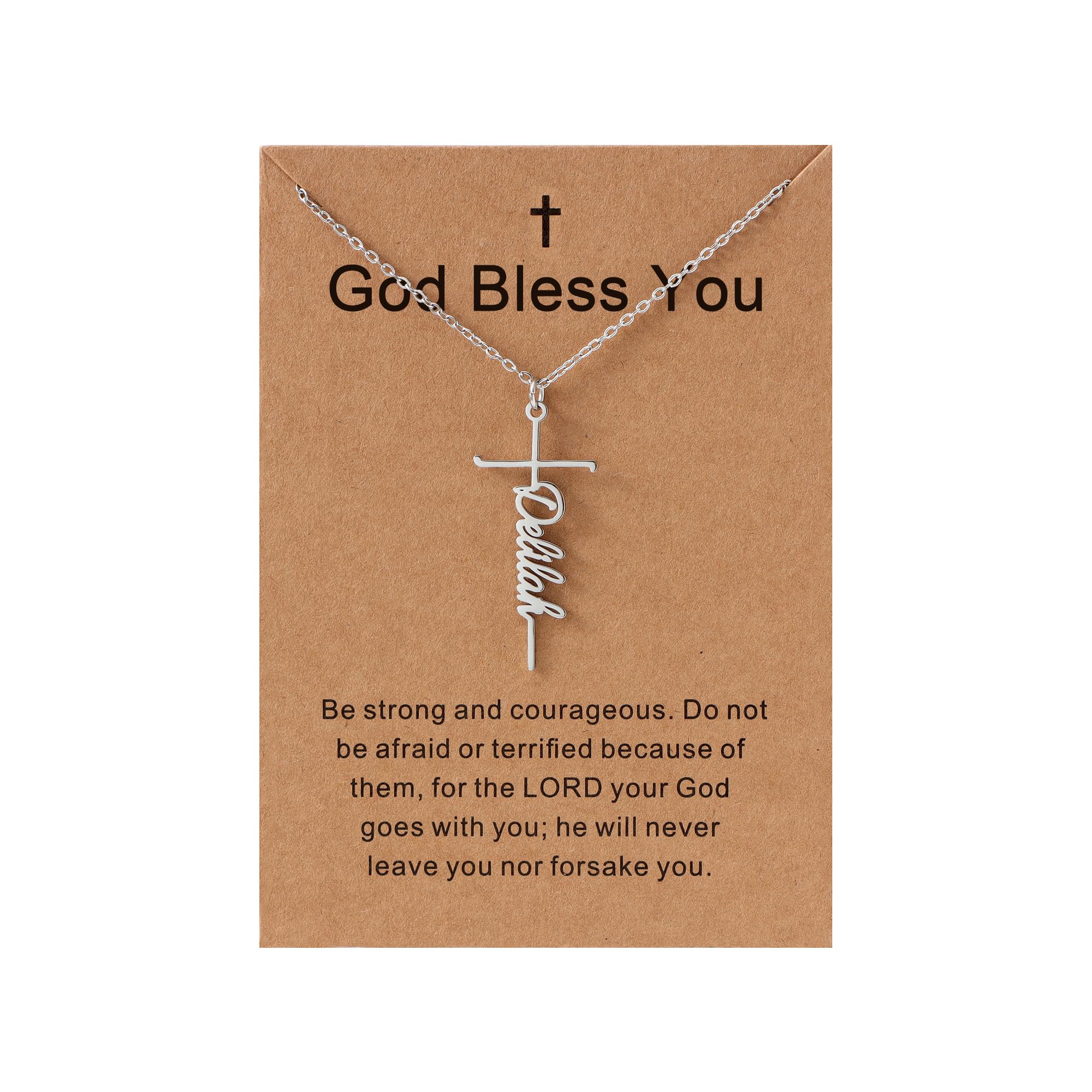 Lcherry Delilah Name Cross Necklace Personalized