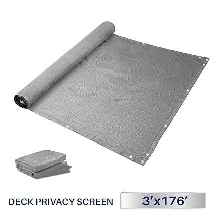 3 x 176, Solid Grey: Windscreen4less Deck Privacy Screen for Backyard, Patio, Balcony, Pool, Porch, Railiing, Gardening, Fence Shield Rails Protection Gr
