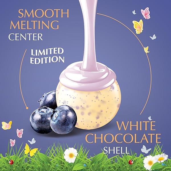 LINDT LINDOR BLUEBERRIES & CREAM WHITE CHOCOLATE TRUFFLES, WHITE CHOCOLATE EASTER CANDY WITH BLUEBERRIES AND CREAM TRUFFLE FILLING, 19 OZ. BAG