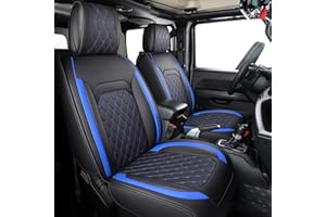 Aierxuan Jeep Wrangler JK JL 4-Door Seat Covers Full Set Custom Fit 2007-2025 Unlimited X Rubicon 392 Sahara Willys Sport High Altitude Truck Pickup Waterproof Leather(Full Set/Black-B)