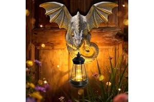 YULLOYELLO Dragon Tree Hugger Garden Statue - 9.8 Inch Resin Dragon Wall Hanger Sculptures Decor with Solar Lantern Lights, Outdoor Waterproof for Balcony Wall Porch Yard, Gifts for Mom Women Grandma Christmas