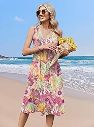 Zeagoo Women Spring Midi Dress A Line Summer Tshirt