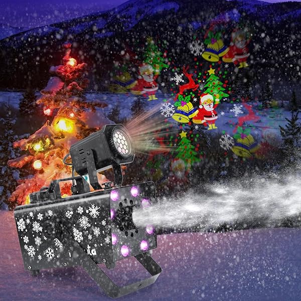 HAKUTA UPGRADED 800W SNOW MACHINE WITH 8 LED RGB LIGHTS, LED PROJECTION, AND 2 WIRELESS REMOTES, PERFECT FOR CHRISTMAS, HALLOWEEN,PARTIES, WEDDING AND DJ STAGE